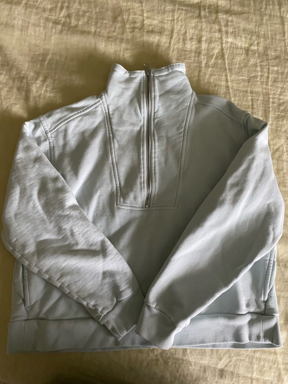 Everlane Half-Zip Pullover Sweatshirt - Light Blue
